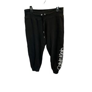 Calvin Klein Performance Women's Black Capri Jogger Sweatpants Lounge Activewear